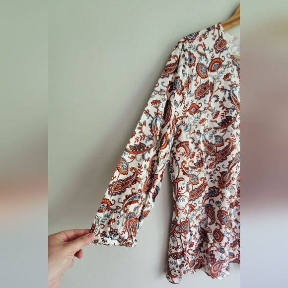 Lands' End Paisley Print Quarter Button Down Women's Top Size XL /18 - Picture 6 of 10